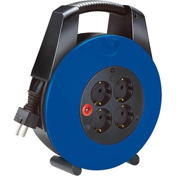 Brennenstuhl Vario Line compacte intrekbare verlengkabel 4 x 230V zwart - blauw 15m (1104154)