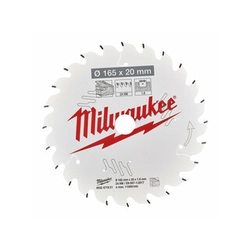 Brzeszczot piły tarczowej Milwaukee 165 x 20 mm | liczba zębów: 24 db | szerokość cięcia: 1,6 mm