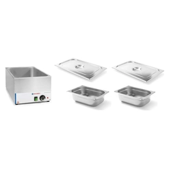 Bufet electric Bain Marie împărțit în 2 Recipiente Hendi + Capace 238905