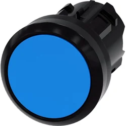 Бутон Siemens 22mm кръгъл пластмасов син плосък без самозавръщане отключен чрез натискане на 3SU1000-0AA50-0AA0