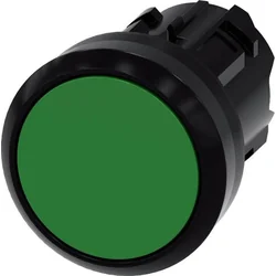 Бутон Siemens 22mm кръгъл пластмасов зелен плосък с пружинно връщане 3SU1000-0AB40-0AA0