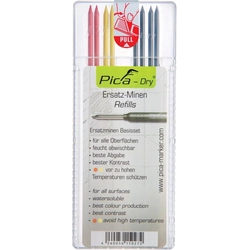 Lead set for deep hole marker Pica-Dry Graphite, yellow, red Pica
