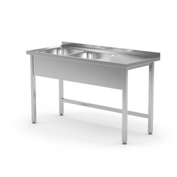Table with two sinks without shelf - compartments on the left side 1300 x 600 x 850 mm POLGAST 221136-L 221136-L