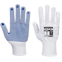 PORTWEST Polka Dot Gloves Size: L, Color: white-blue