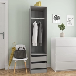 Wardrobe with drawers, gray, 50x50x200 cm, chipboard