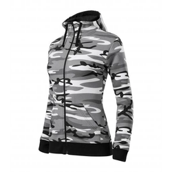MALFINI Camo Zipper Sweatshirt for women Size: L, Color: camouflage gray