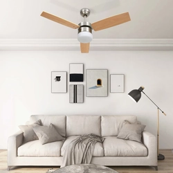 Ceiling fan with lamp and remote control, 108 cm, light brown