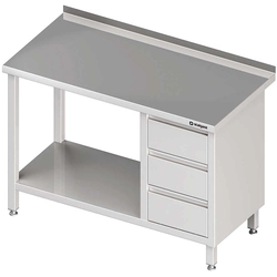 Wall table with three drawer block (P) and shelf 1500x600x850 mm