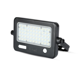VT78810 10W Solar LED floodlight / Panel with cable / USB socket / Color: 4000K / Housing: Black