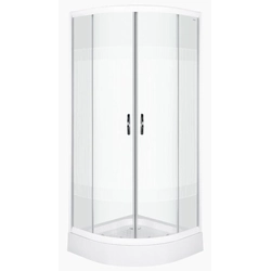 Cabine de douche semi-circulaire blanche Kerra Xenia Duo, 80 cm, avec receveur de douche