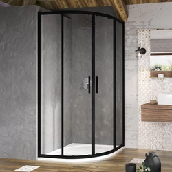 Cabine de douche semi-circulaire Ravak Blix Slim, BLSCP4-80 noir+Verre transparent