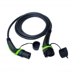 Câble de charge pour voiture électrique Polyfazer, Type 1, 32A, 7.4kW, noir avec vert