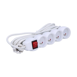 Cable de extensión con un interruptor,4 enchufes, blanco,5 metro