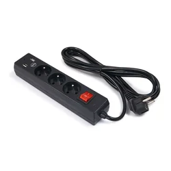 Cablu prelungitor APPIO 3m - 2x USB + 3 x mufa 230V - Negru