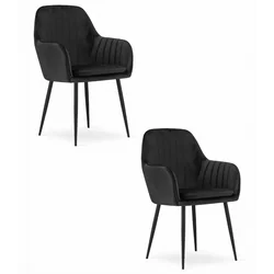Cadeira LUGO - veludo preto / pernas pretas x 2