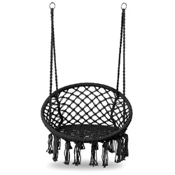 Cadeira suspensa Boho, balanço de jardim, ninho de cegonha, preto