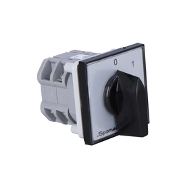Cam Switch 25A, afbryder 0-1 (3 - polar) sort knop, sølvplade P03