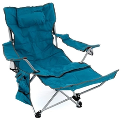 Camping chair with removable footrest, blue