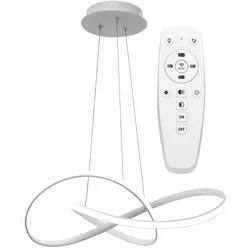 Candeeiro de teto suspenso de anel moderno LED + controle remoto APP396-CP branco