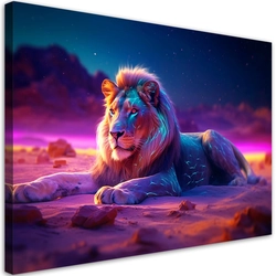 Canvas Print, Leeuw Natuur Dier Neon -120x80