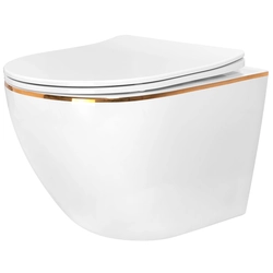 Carlo Platte wandtoiletpot, gouden rand