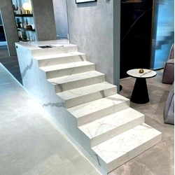 Carrelage blanc pour escaliers 120x30 MARBRE HAUTE BRILLANCE