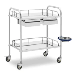 Carrello da laboratorio, ripiani 2 61 x 40 cm + cassetti 2, acciaio inox