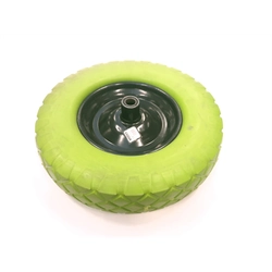 Cart wheel HERVIN CONSTRUCTION, solid,4,00-8, PU rubber, with metal disc, spl. green,PU4.00-8