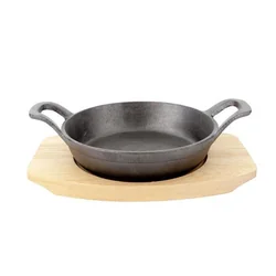 Cast iron pan with wooden stand 155 mm