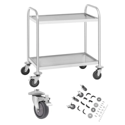 Catering waiter trolley 2 stainless steel shelf up to 150kg