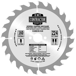 CMT Contractor Saw blade for wood - D160x2,2 d20 Z24 HM C-K16024H-X10