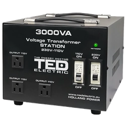 Transformer 230-220V to 110-115V 3000VA/2400W with housing TED000248