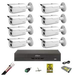 Video Surveillance System 8 Dahua cameras 2MP, 3.6mm IR 80m, DVR 8 Pentabrid channels, mounting accessories