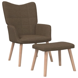 Lumarko Armchair with footstool, 62 x 68.5 x 96 cm, brown, upholstered in fabric