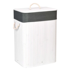 Bamboo laundry basket 80L white and gray