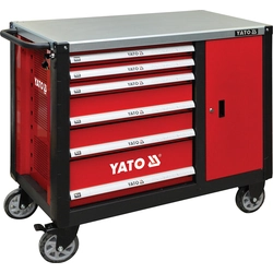 YATO Mobile workshop cabinet with 6 drawers + closing cabinet red