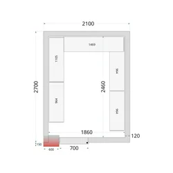 Cella di congelamento, cella frigorifera completa 2100 x 2700 x 2200 mm CRNF2127