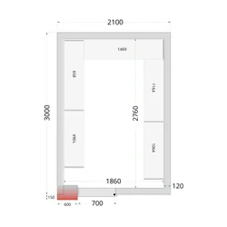 Cella di congelamento, cella frigorifera completa 2100 x 3000 x 2200 mm CRNF2130