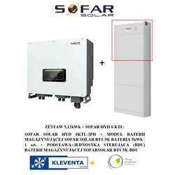 Celoten hibridni komplet SOFAR HYD6KTL 3-fazowy 6kW+SYSTEM HRANILNIK ENERGIJE SOFAR SOLAR BTS E10,24-DS5 10,24kWh+BDU