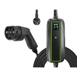 Célula verde | EV16 | GC EV PowerCable 3.6kW Tipo Schuko 2 Cargador móvil para cargar coches eléctricos e híbridos enchufables | 3.6 kW | Salida | 10/16 A | 6.5 m | Negro