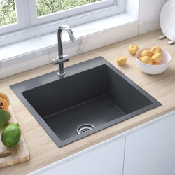 Handmade kitchen sink, black, stainless steel