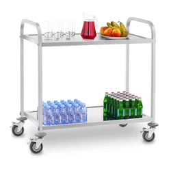 Chariot de serveur 2 étagères, 160kg, inox