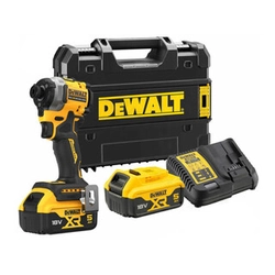 Chave de impacto sem fio DeWalt DCF850P2T-QW com porta-bits 18 V | 206 Nm | 1/4 polegadas | Carbono sem escova | 2 x 5 Ah bateria + carregador | em uma mala