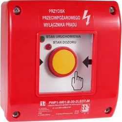 Χειροκίνητο κουμπί διακόπτη πυροπροστασίας Spamel PWP1 (1NO και 1NC) με πιστοποιητικό CNBOP - 2LED πράσινο/κόκκινο 24VDC