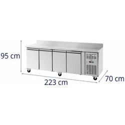 Chladiaci stôl na kolieskach - 550 l - 4 komory - 223 x 70 cm - trieda B - ráfik - nerezová oceľ - Royal Catering 10013280 RCRT-4D550RE 4062859257321