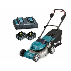 Χλοοκοπτικό μπαταρίας Makita DLM463PT2 2 x 18 V | 460 mm | 800 m² | Carbon Brushless | 2 x 5 μπαταρία Ah + φορτιστής