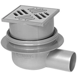 Classic drain DN50, side drain with stainless steel grille 100 x100