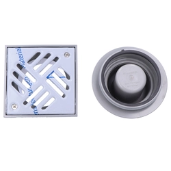 Classic drain DN50, vertical drain with screwed stainless steel grille 138x138