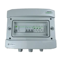 Collegamento quadro fotovoltaicoEMITER ermetico AC IP65 con scaricatore di sovratensione AC tipo Noark 1+2, 20A 3-F RCD tipo A 40A/300mA