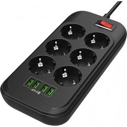 ColorWay power strip CW-CHE64B 6 sockets 2 m black (CW-CHE64B)